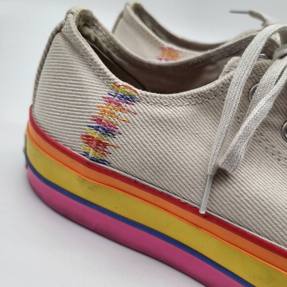 Converse Womens CTAS Lift Ox Pink Tan Rainbow Platform Sneakers Shoes Sz US 10 - Picture 2 of 9